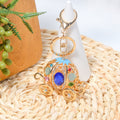 Gold Cat Eye Pumpkin Carriage Keychain Rhinestone Charm view 10