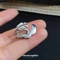 Sculpted Feather Single Ear Cuff in Gold and Silver Tones view 4