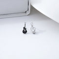 Mismatched Guitar and Treble Clef Silver Tone Stud Earrings view 3
