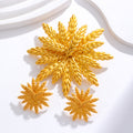 Gold Tone Orange Wheat Two Designs Metal Dangle Earrings view 4