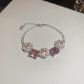 Twenty Six Mixed Pink Crystal Flower Butterfly Heart And Square Bracelets view 12