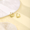 Sixty-Five Gold Tone Sculptural Small Hoop Earrings view 10
