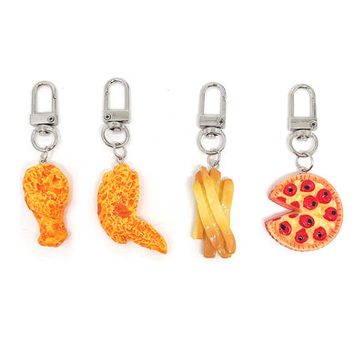 Main product view of miniature Fried Food and Pizza Resin Clip Keychains