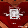 White Metal Emerald Cut Double Halo Openwork Ring Alloy view 5
