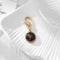 Gold Tone Rhinestone Round Pressed Flower Lobster-Clasp Charms in Nine Options view 2