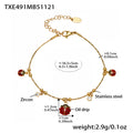 Gold Stainless Steel Enamel Ladybug Zircon Charm Necklace Bracelet view 7