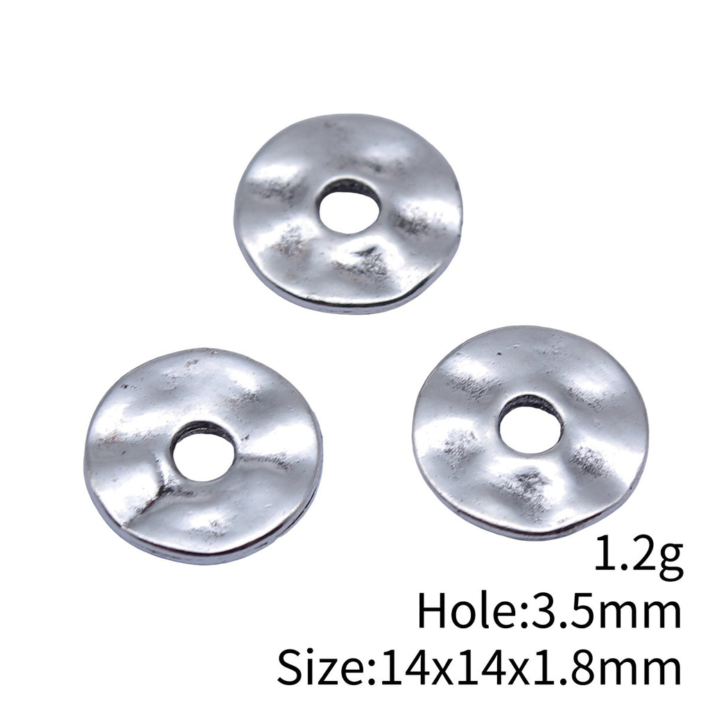 14x14x1.8mm 1.2g Antique Silver Zinc Alloy Hammered Round Disc Spacer Beads for DIY Bracelet Jewelry