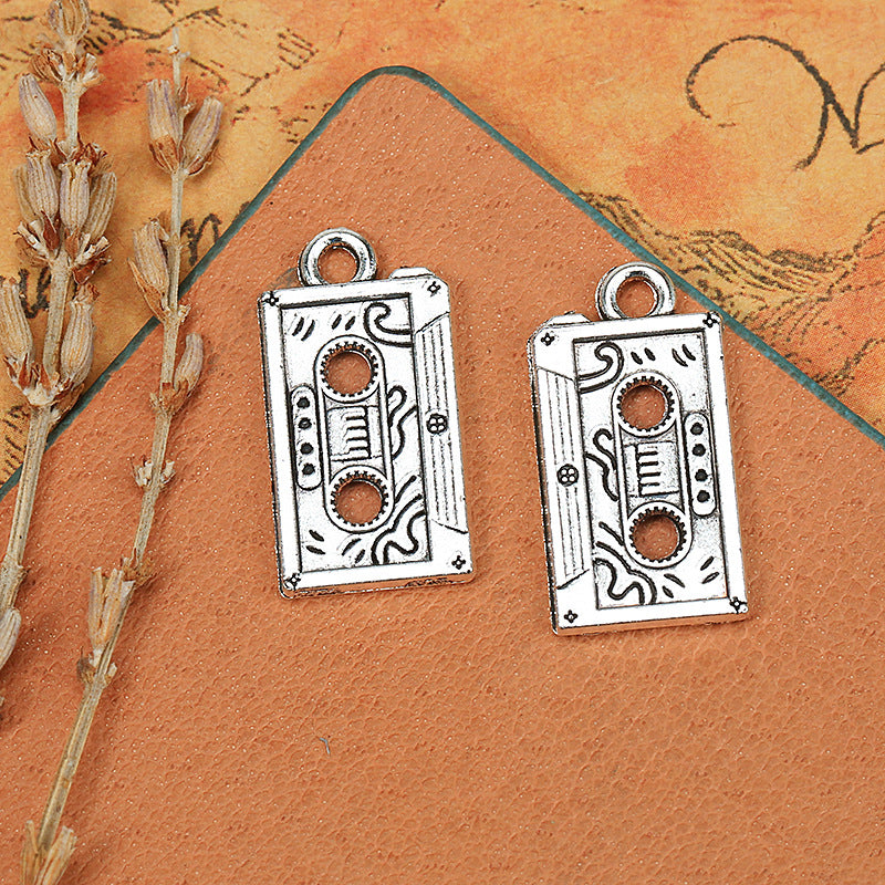 Alloy Cassette Tape Charm Pendant 23x12mm