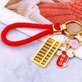 Gold Abacus Keychains with Four Message Tags Clasp and Red Braided Loops view 4