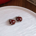 Glossy Burgundy Geometric Resin Hoop and Drop Stud Earrings view 8
