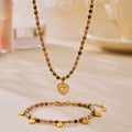 Natural Stone Bead Heart Pendant Necklace And Charm Bracelet Set view 2