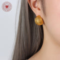 Textured C-Shape Embossed Hoop Earrings Gold or Silver view 3