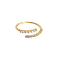 Gold Tone Open Crossover Pearl And Clear Stone Adjustable Ring view 5