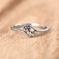 Heart And Tree Motif Ultra-Slim Ring In Silver Tone view 1