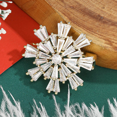 Baguette Crystal Snowflake brooch shown in front product view