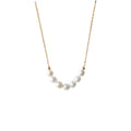 Gold Tone Chain Necklace With Graduated White Pearl Curved Centerpiece view 5