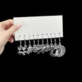 Five-Pair Antique Silver Halloween Hook Earring Set view 2