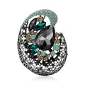 Openwork Oval Crystal Brooch in Teal or Champagne Colors view 2