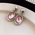 Oval Pastel Resin Drop Earrings in Polished Statement Design view 6