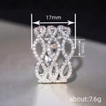 Interwoven Crystal Wave Wide Band Ring in Silver Tone view 4