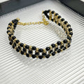 Black White Bead Pendant or Black Gold Geometric Necklace view 6