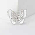 Mother Of Pearl Butterfly Brooch Zircon Crystal Gold Silver Pin view 2