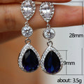 Silver Tone Blue Or Green Teardrop Long Earrings Fashion Jewelry view 5