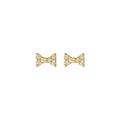 Gold Mini Bow Stud Earrings Clear Pavé Cubic Zirconia view 5