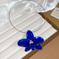 Enamel Orchid Flower Stud Earrings And Wire Chokers view 12