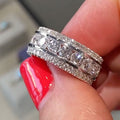 Wide Baguette Channel Band Ring In Polished Silver Tone view 1