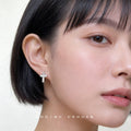 Silver Crystal Cross Huggie Hoop Earrings Pave Set view 2
