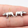 19x9.8mm 2.3g Antique Silver Zinc Alloy Rhinoceros Hole Beads for DIY Bracelet Jewelry Making
