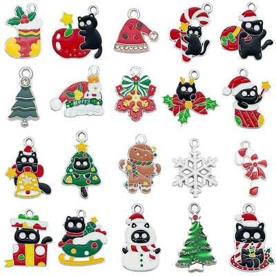 Colorful reindeer charms arranged on a light background