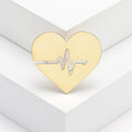 Polished Heartbeat Heart Brooch in Gold or Silver Tone view 7
