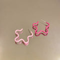 Colorful Wavy Star Outline Stud Earrings in Pink and Blue view 6
