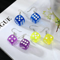 Silver Tone Translucent Resin Dice Hook Earrings in Nine Colors view 2