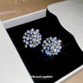 Crystal Leaf Cluster Round Stud Earrings Fashion Jewelry view 3