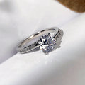 Silver Tone Round Crystal Split Band Ring with Polished Finish view 4