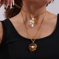 Flower Enamel Pearl Pendant Necklace Twist Chain Four Styles view 3