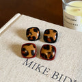 Leopard Print Geometric Stud Earrings in Four Styles view 4