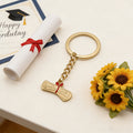 Gold Graduate Diploma Scroll Red Ribbon Keychain Charm view 3
