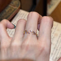 Open Wheat Flower Branch Crystal Rings Gold Silver Four Colors view 2