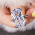 Silver Oversized Emerald Cut CZ Statement Ring Sizes 6-10 view 3