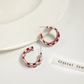 Six Color Checkerboard Acrylic Open C Hoop Earrings view 11