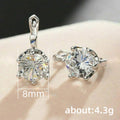 Round Clear Cubic Zirconia Lever Back Earrings Silver Tone 8mm view 5