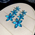 Graduated Crystal Flower Drop Earrings in Three Colors view 8