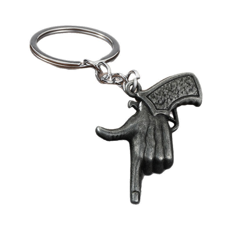 Finger Gun Zinc Alloy Keychain Fashion Hip Hop Accessory