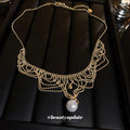 Gold Lace Mesh Pearl Drop Choker Necklace One Style view 4