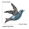 Enamel Dove Brooch Blue Grey or White Rhinestone Wing Pin view 5