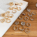 Crinkle Metal Resin Zircon Open Ring Six Seven Piece Sets view 2